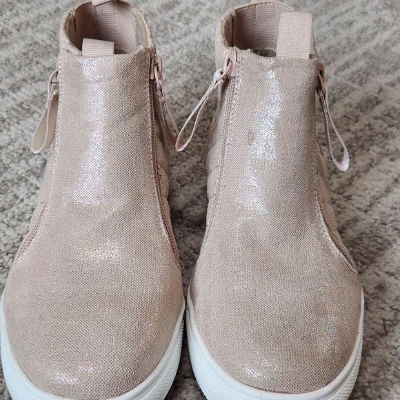 Steve Madden girls Adaptive Reggie iridescent beige wedge sneakers size 3 youth - Picture 5 of 12